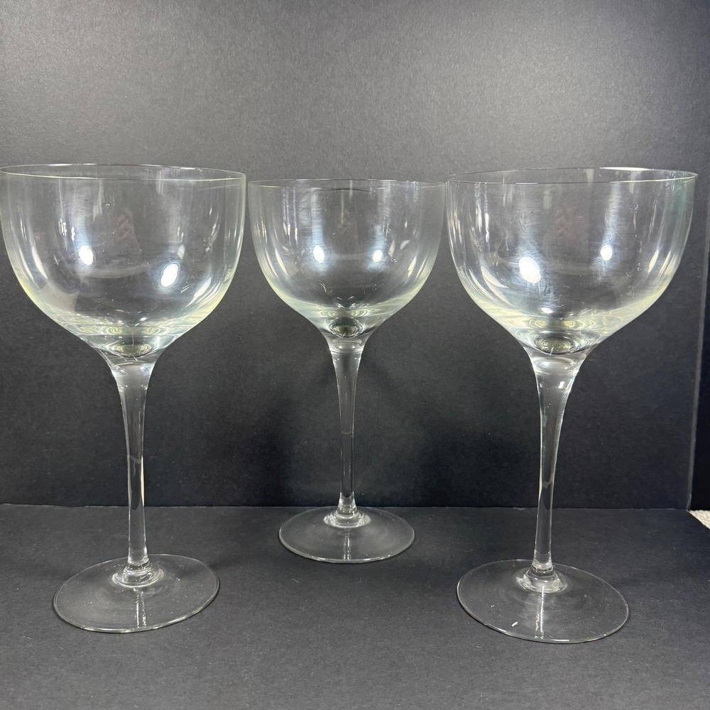 Coupe Glass Clear Long Stem‎ Vintage Style Cocktail Set of 3